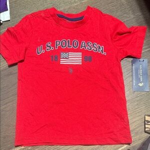 U.S. Polo Assn. Kids Red Tee with Flag Design